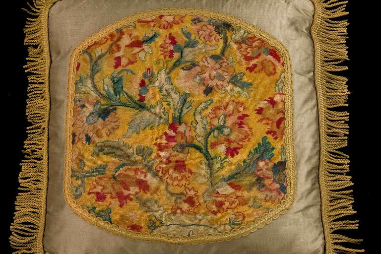Mid to late 18th century, English, wool. Exotic flowers with very soft gold and yellow background. 

Pair with item: 5589.

RR