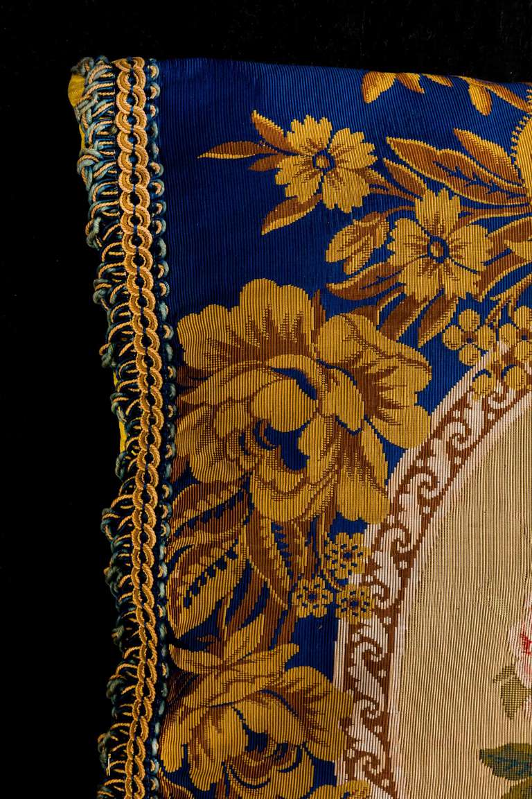 French Cushion: Mid-19th Century, Silk. Machine Embroidered  For Sale