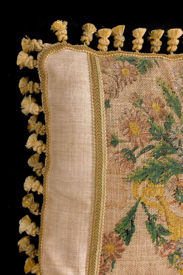 Cushions: Early 19th Century Pair. Silk with Wool highlights 2