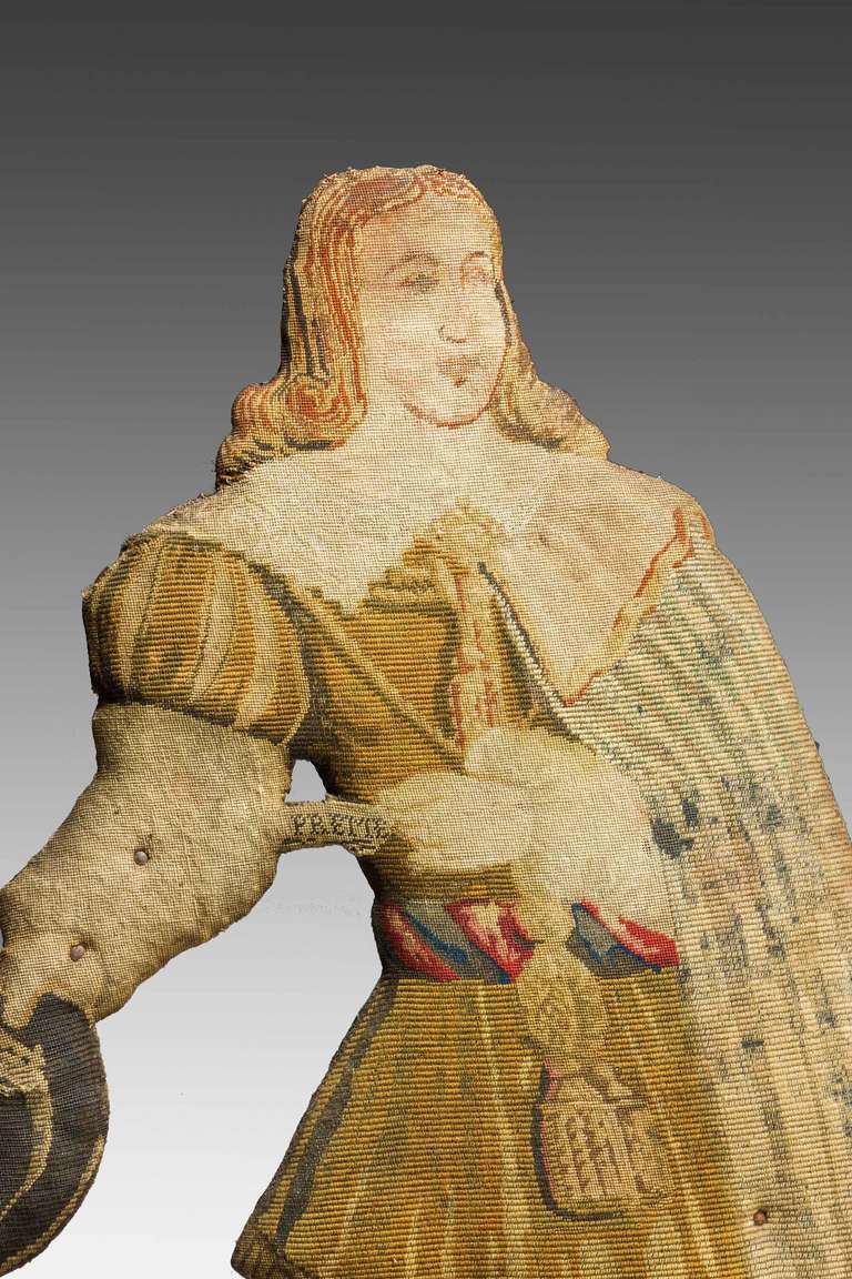 French Mid-18th Century Tapestry Dummy Board of a Young Gallant For Sale