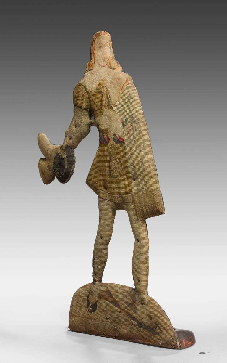 Mid-18th Century Tapestry Dummy Board of a Young Gallant For Sale 1