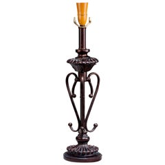 20th century Single Bronzed Metal Lamp