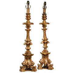 Pair of late 19th century Italian Gilt Lamps 10
