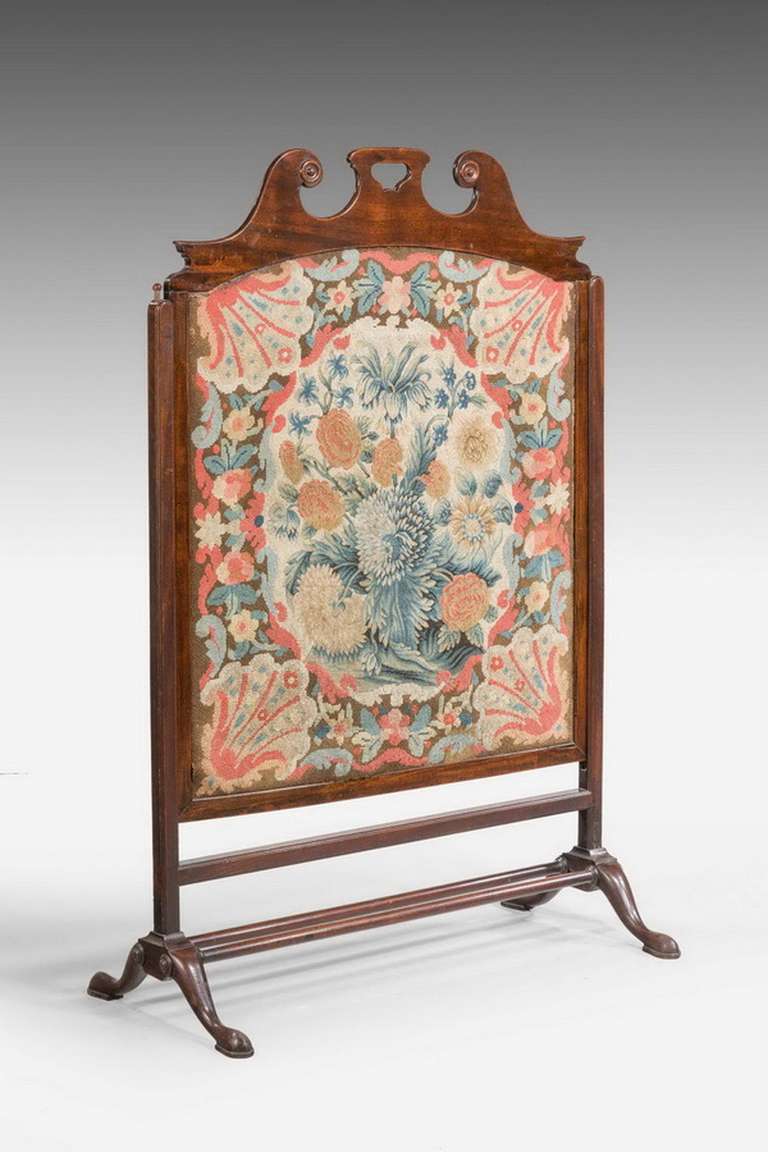 British Chippendale Period Mahogany Fire Screen