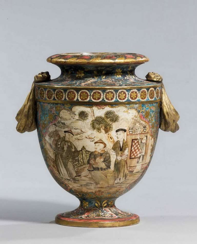 19th Century Pottery Vase with Oriental Figures 2
