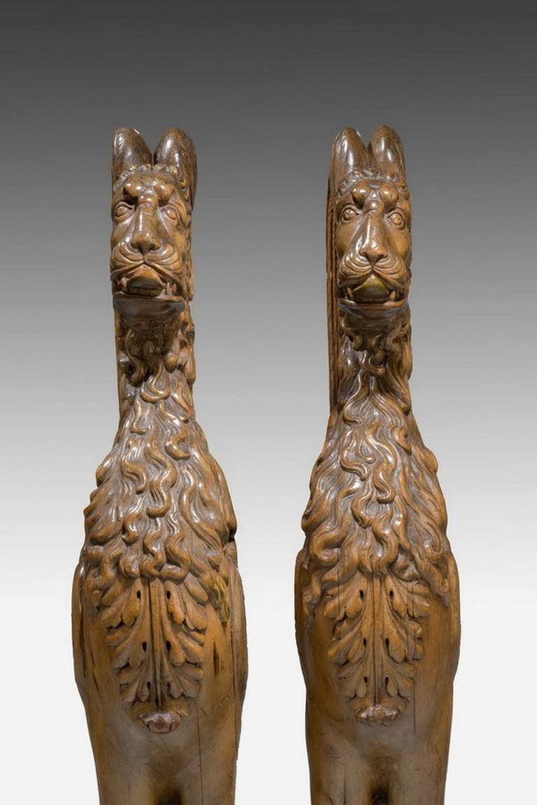 Pair of 16th Century French Walnut Chimeras 3