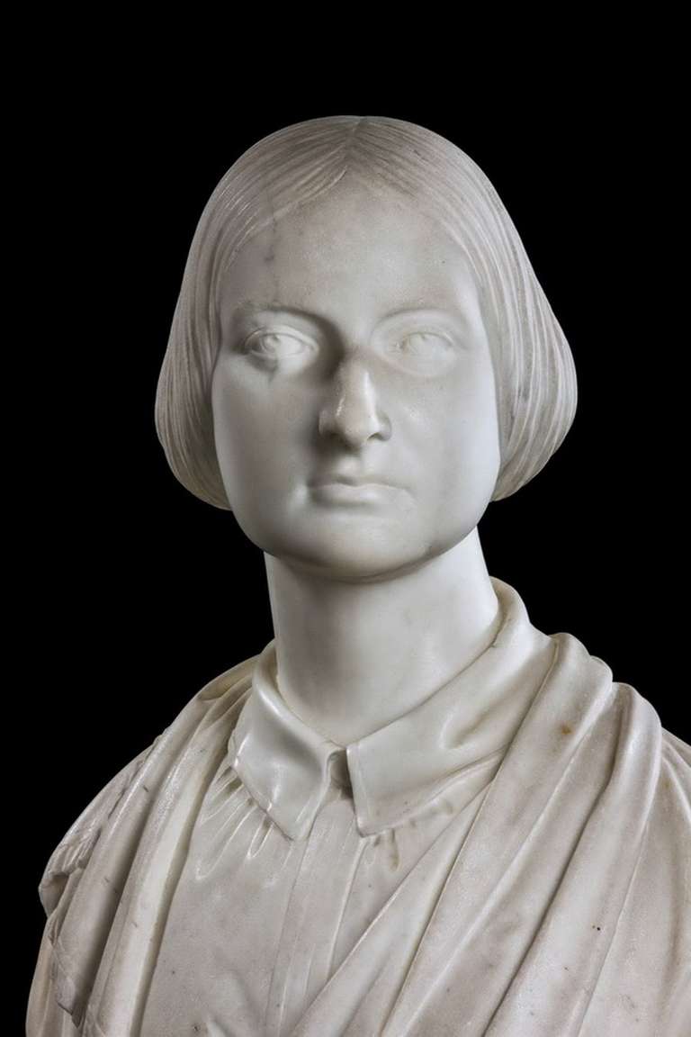 Italian Mid-19th Century Bust of a Young Female For Sale