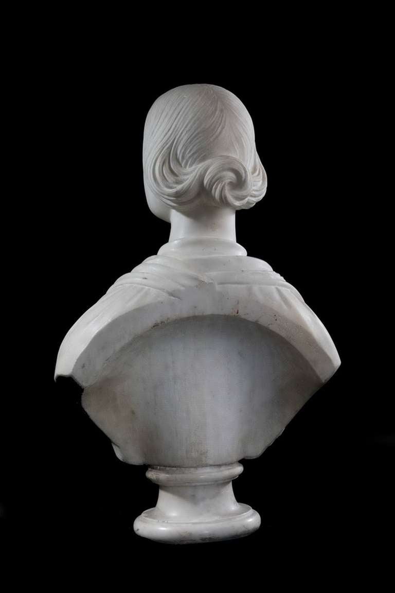 Marble Mid-19th Century Bust of a Young Female For Sale