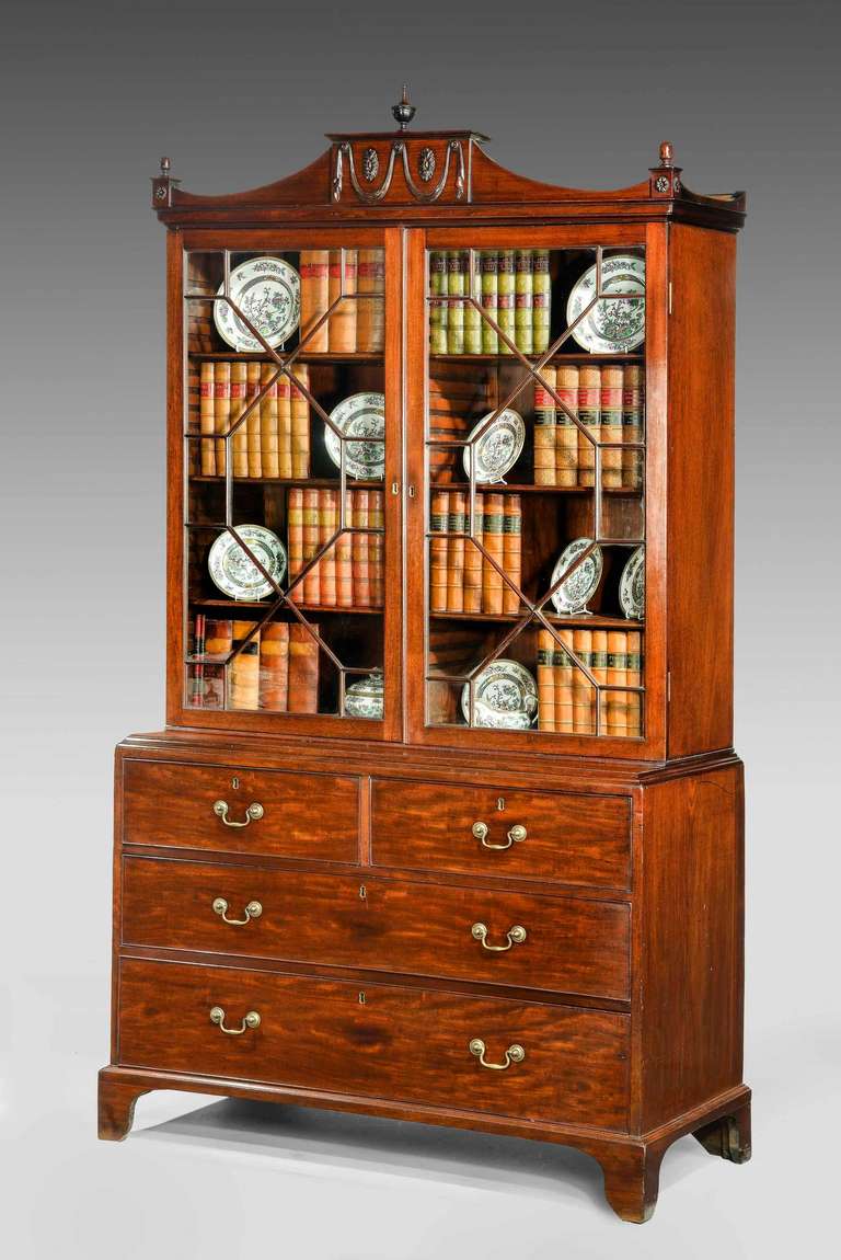 British George III Period Mahogany Bookcase on Chest