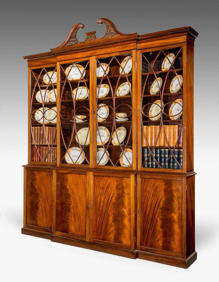 George lll Period Mahogany Library Breakfront Bookcase