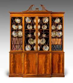 George lll Period Mahogany Library Breakfront Bookcase