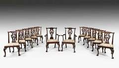 Set  Of Twelve Chippendale Period Dining Chairs