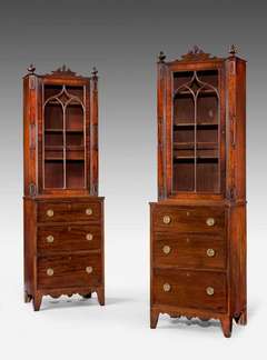 Pair Of Regency Period Mahogany Cabinets On Chests