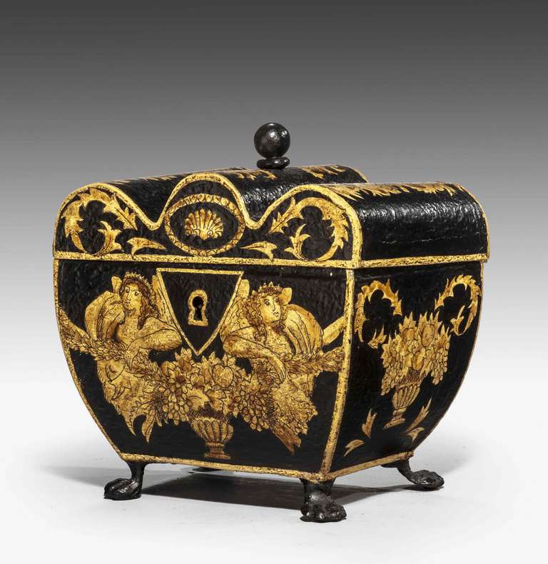 Regency period Tole Ware Caddy In Good Condition In Peterborough, Northamptonshire