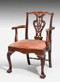 Chippendale Mahogany Elbow Chair