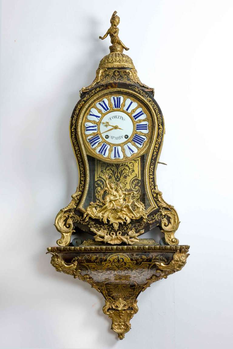 18th Century and Earlier Louis XV Cartel Clock By Fortin Paris