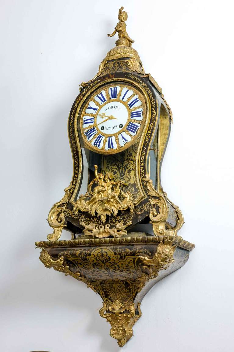 British Louis XV Cartel Clock By Fortin Paris