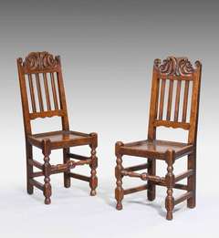 Pair Of 18th Century Oak Side Chairs