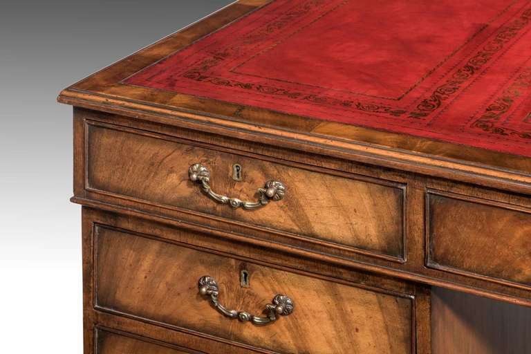 20th Century Late 19th Century Mahogany Three part Pedestal Desk