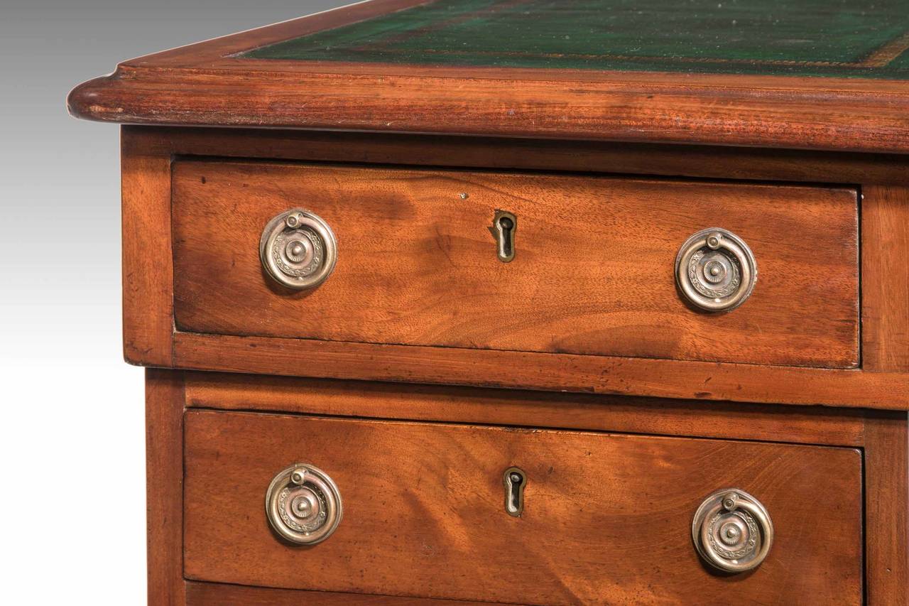 Early 19th Century Late Regency Period Mahogany Three-Part Pedestal Desk