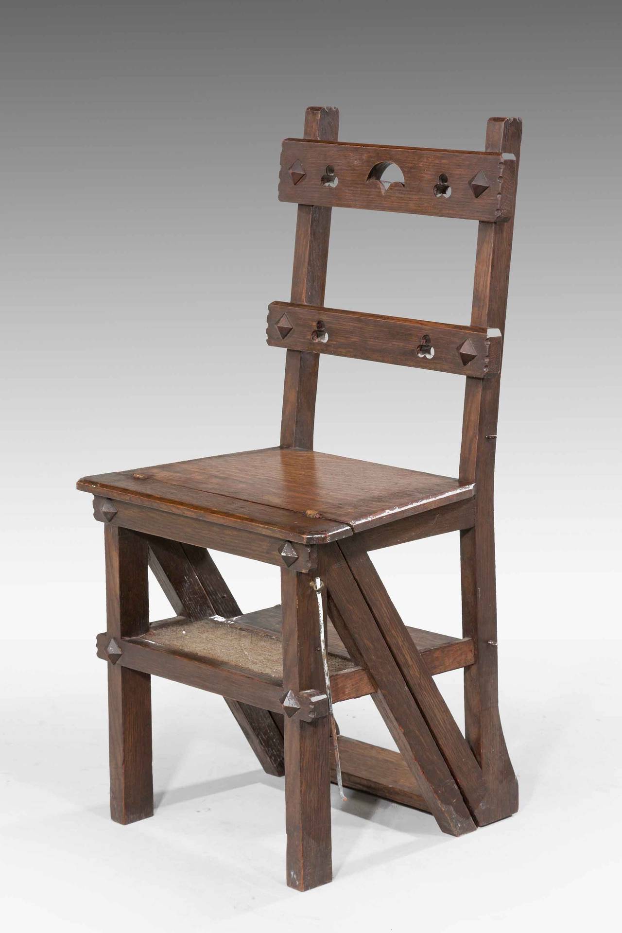 Victorian 19th Century Oak Folding Library Chair