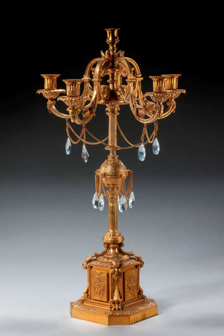 Fine 19th Century French Gilt Bronze Candelabra In Excellent Condition For Sale In Peterborough, Northamptonshire