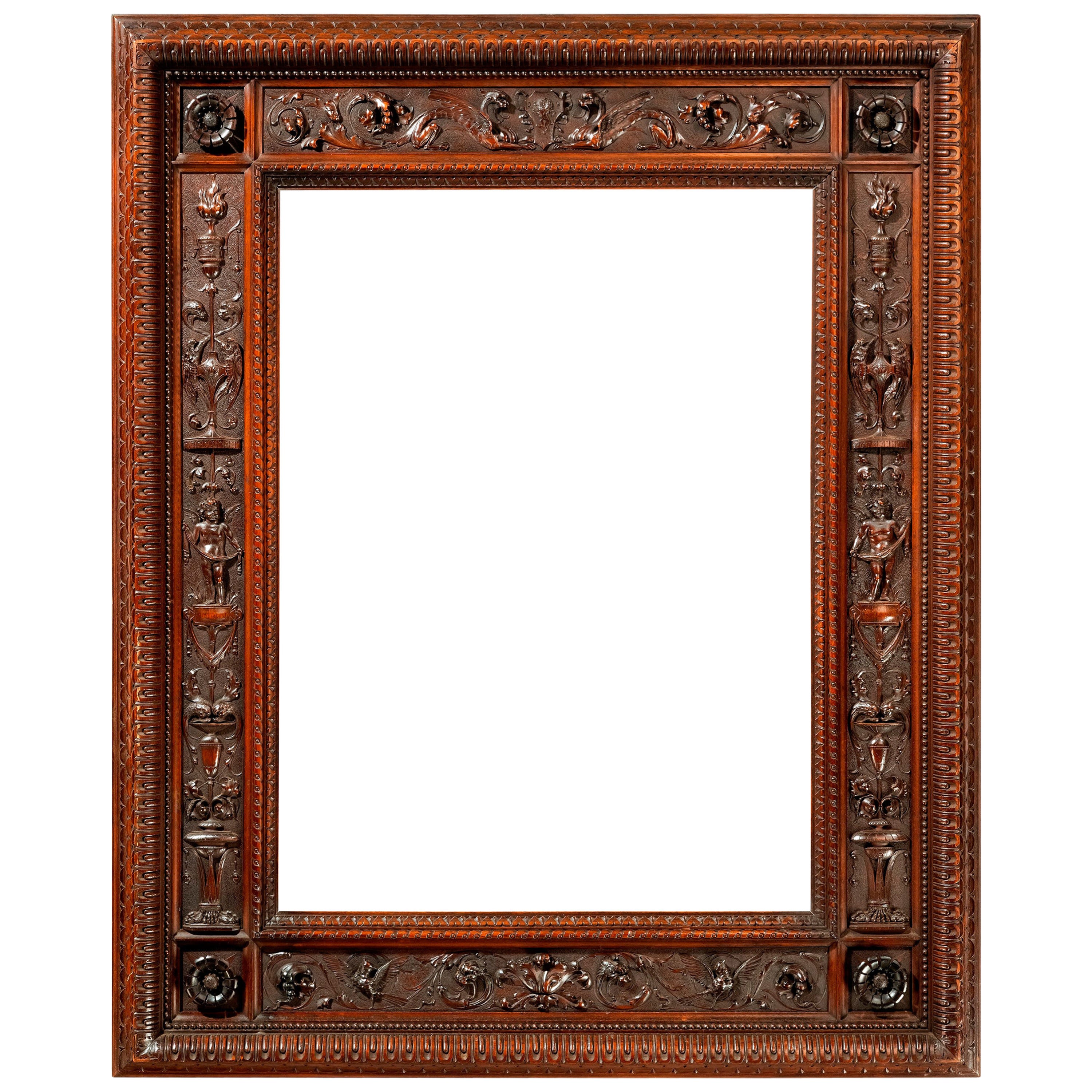 19th Century Carved Frame in the Manner of Mariano Coppede For Sale