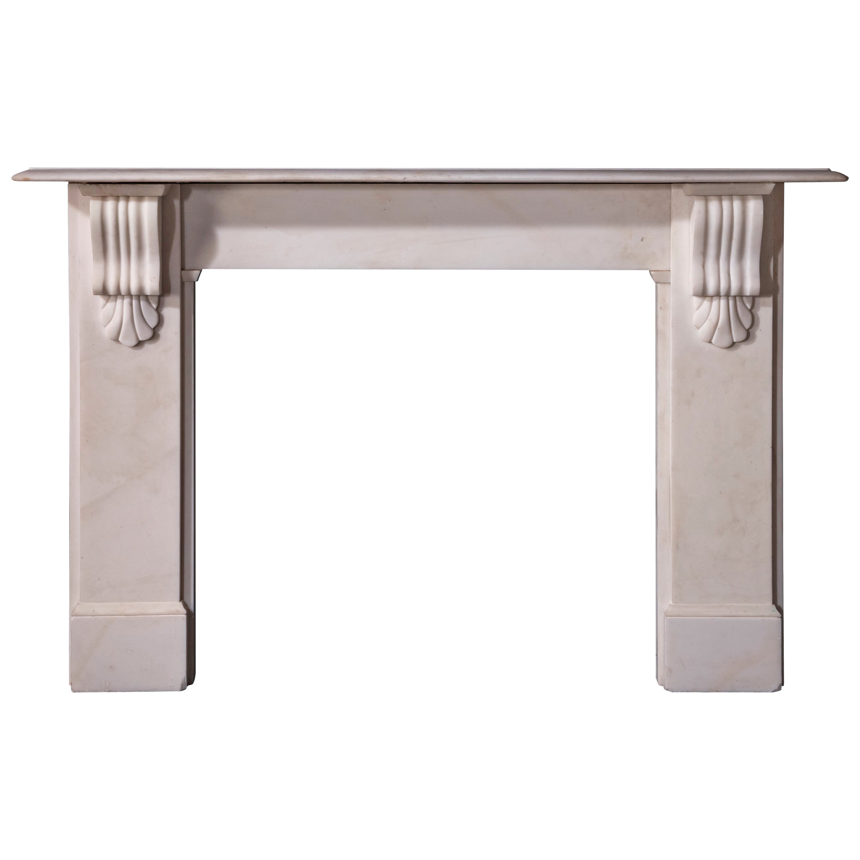 Late 20th Century White Marble Fireplace For Sale