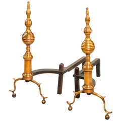 Antique Pair of Mid-19th Century Andirons