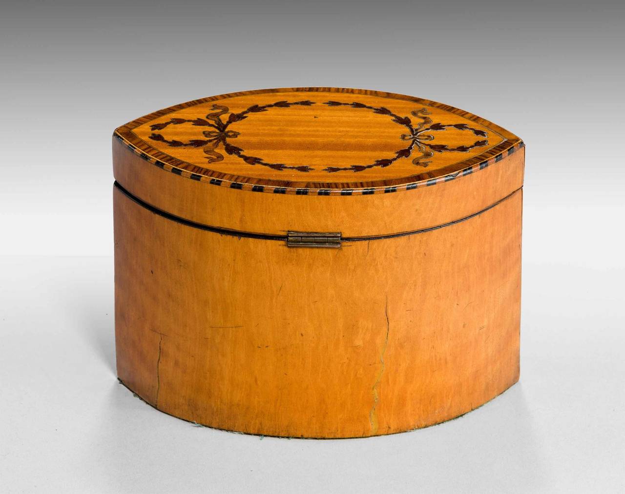 18th Century Satinwood Oval Tea Caddy 2