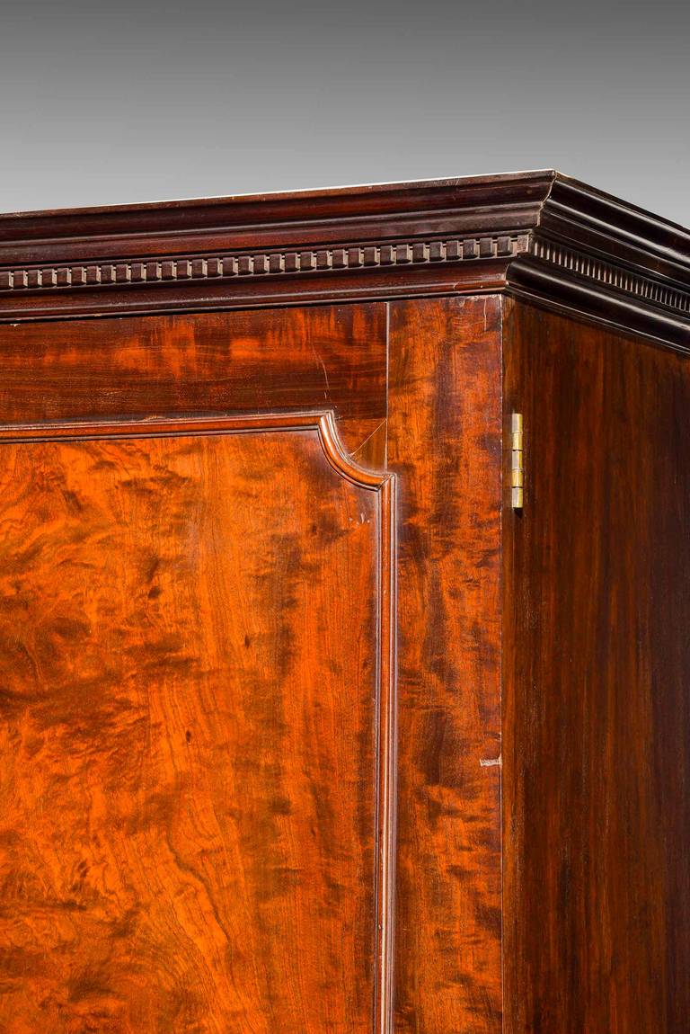 18th Century and Earlier Fine Chippendale Period Mahogany Wardrobe