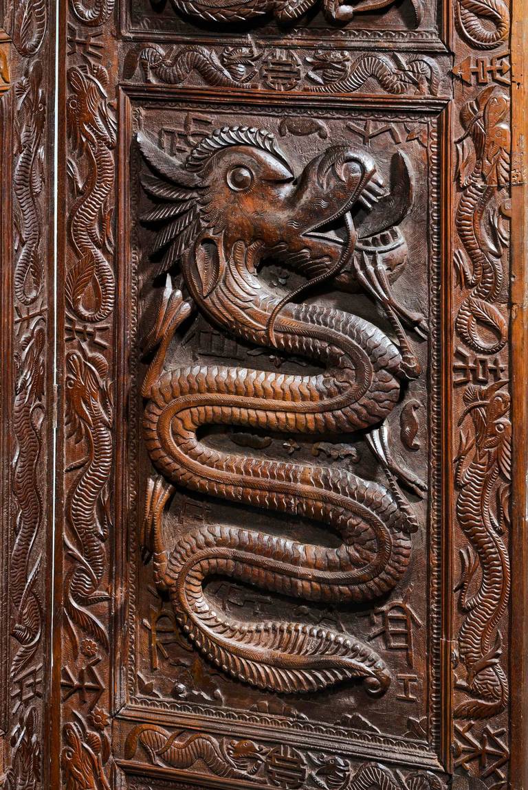 Paravent esthétique sculpté du 19ème siècle 2