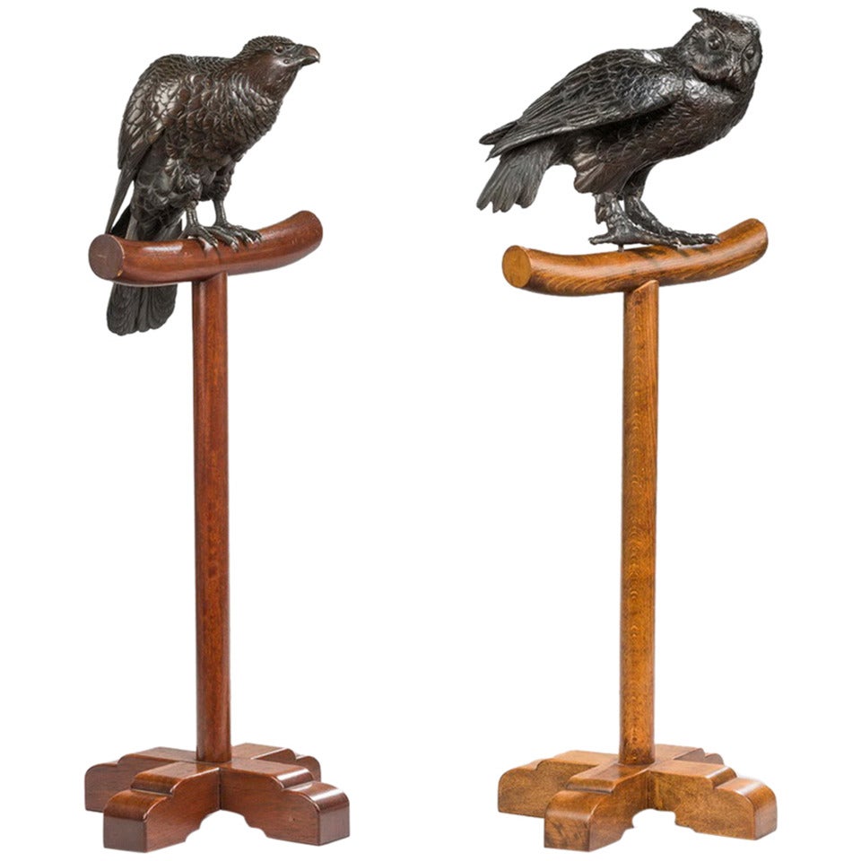 Pair of 19th Century Raptors, Meiji Period