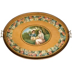 George III Period Decorated Pine Tray