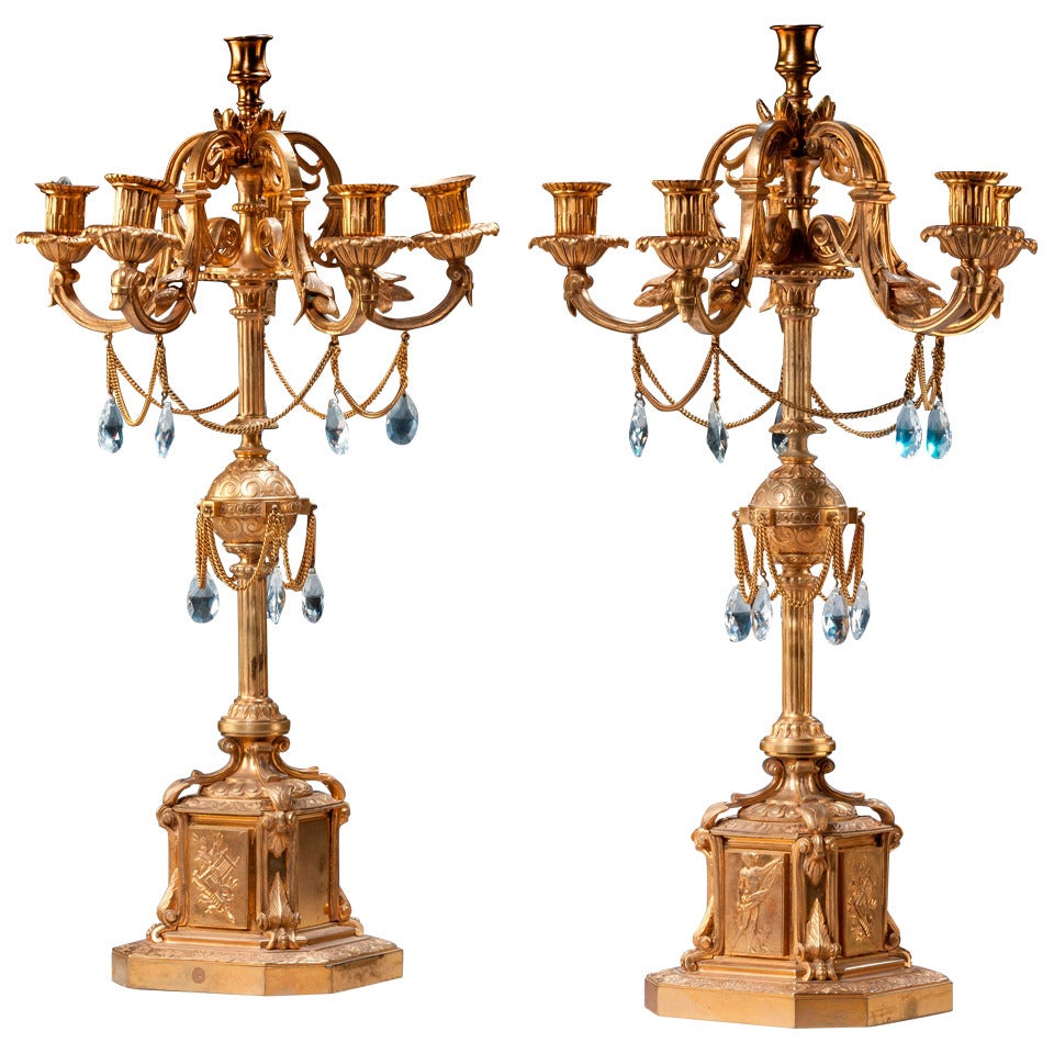 Fine 19th Century French Gilt Bronze Candelabra For Sale at 1stDibs