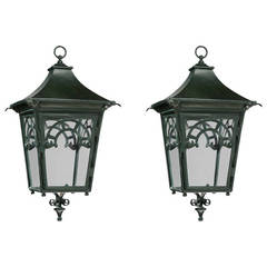 Pair of Four Glass Bronze Lanterns 9