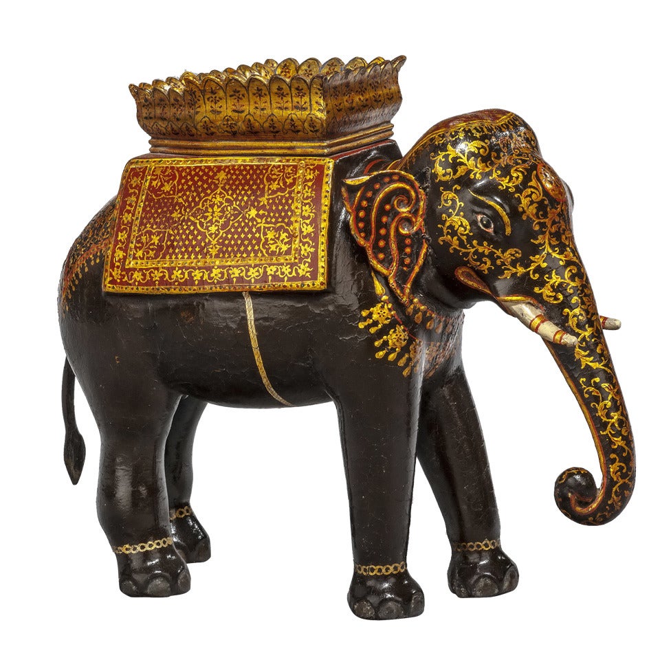 Early 20th Century Polychrome Caparisoned Elephant