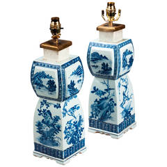 Pair Of Antique Square Section Lamps