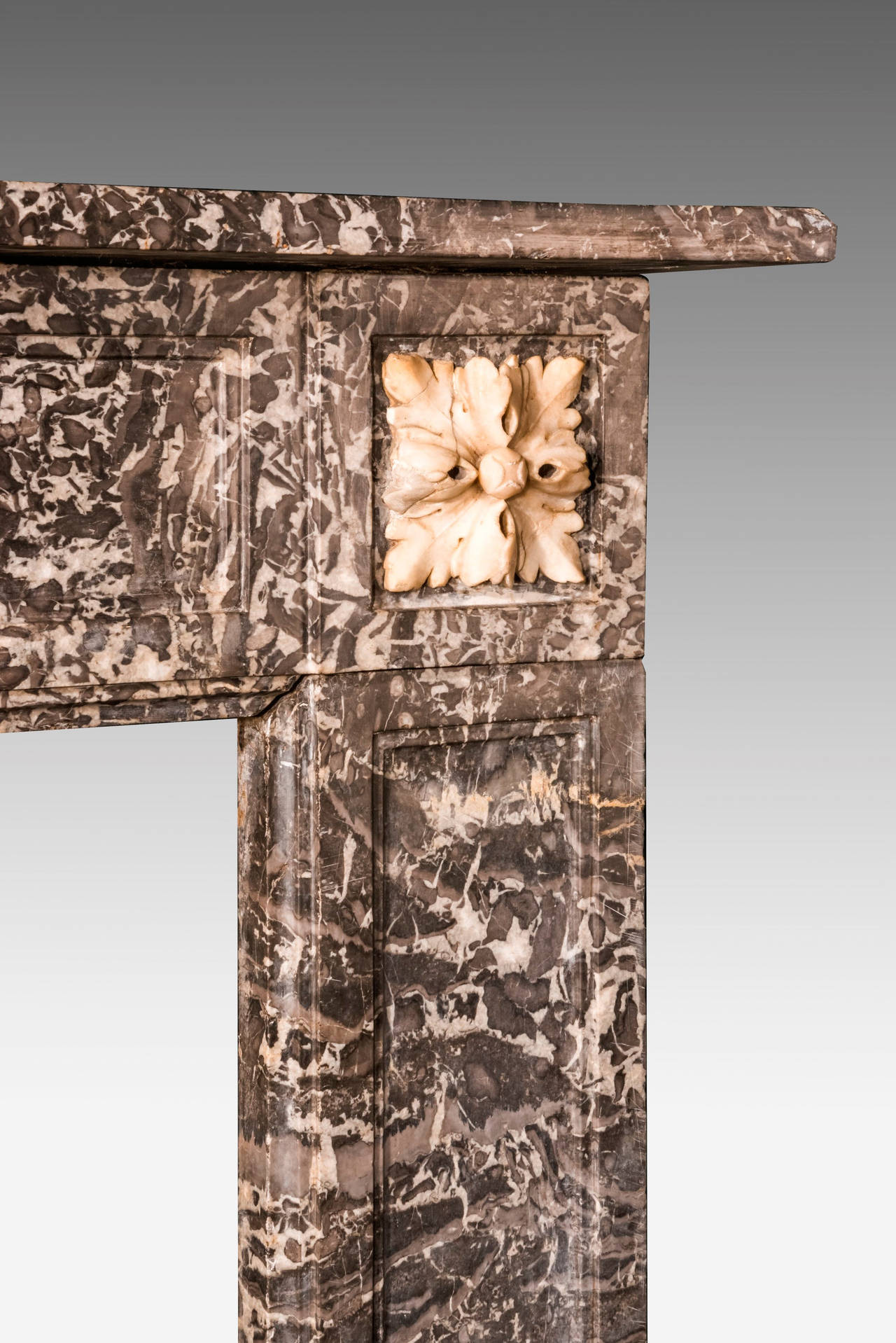 English Late 19th Century Grey Marble Fireplace