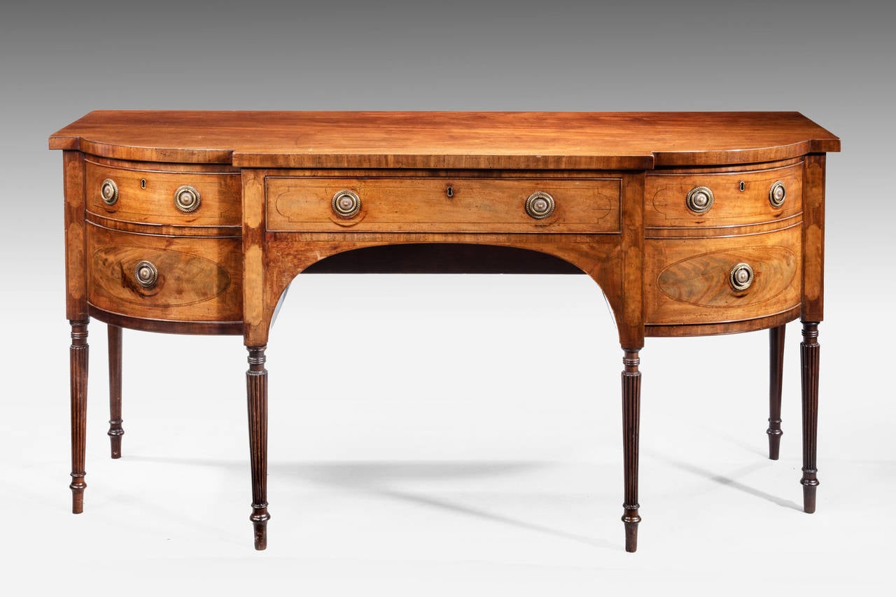 George III Period Mahogany Bow and Breakfront Sideboard