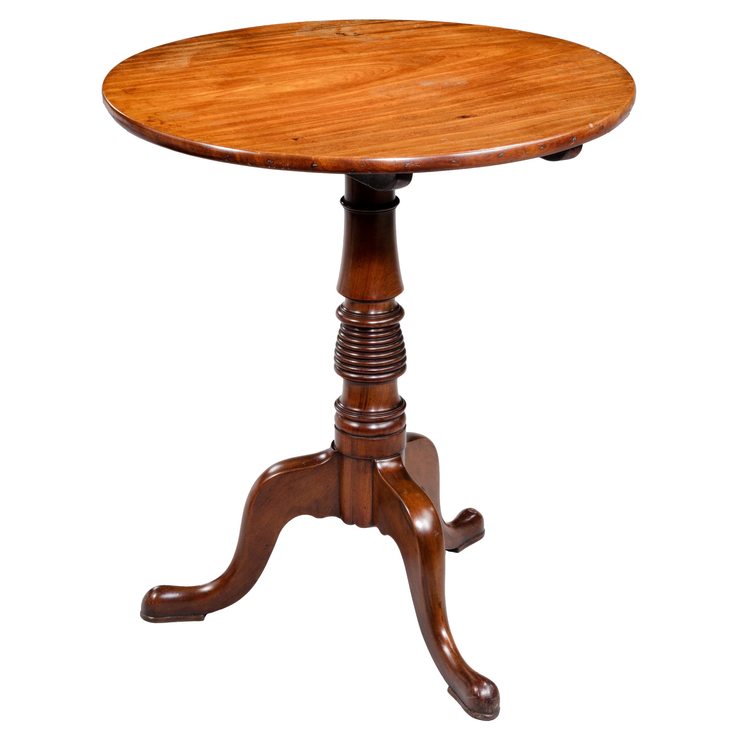 George III Period Mahogany Tilt Table with Beehive Central Section