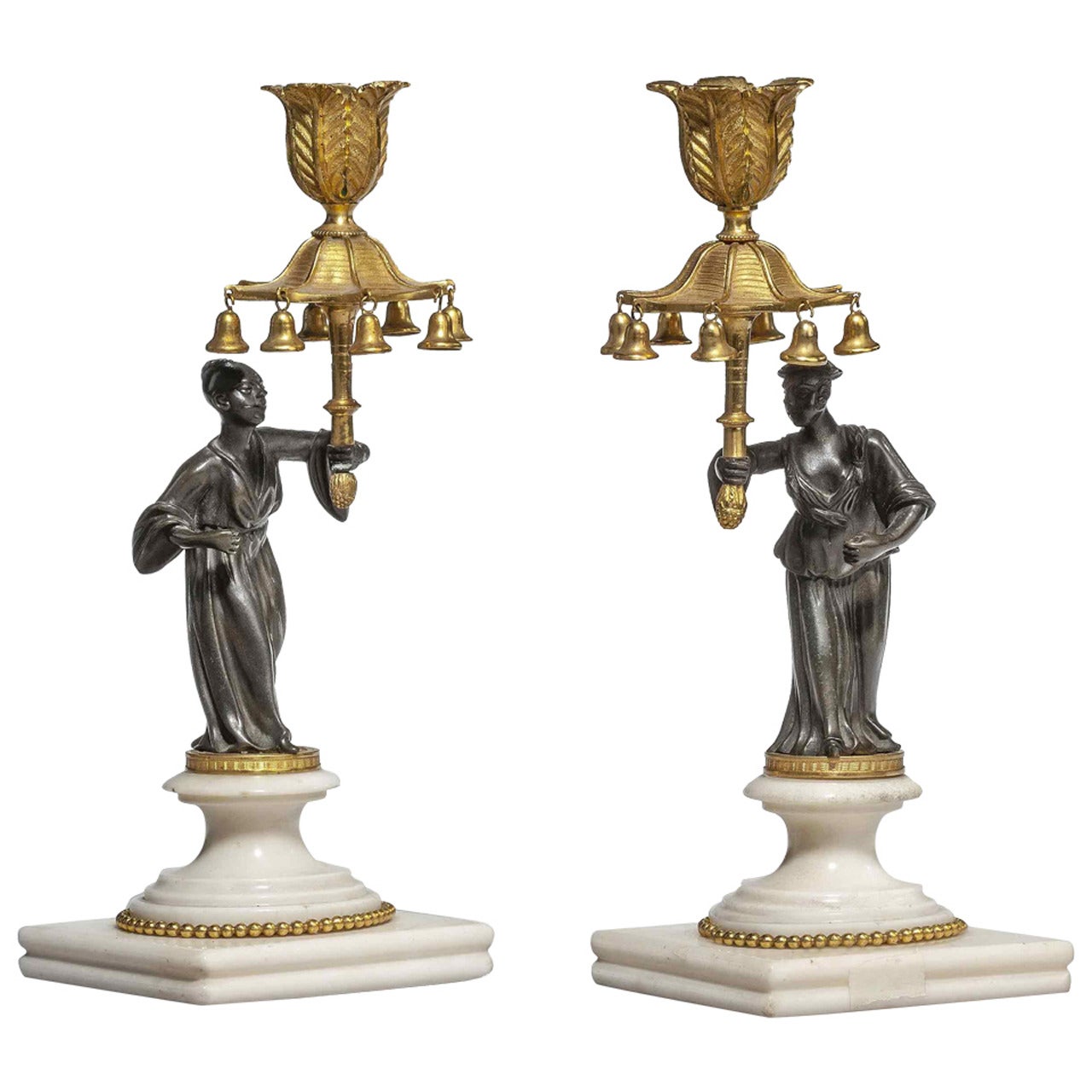 Pair of Regency Period Gilt Bronze Candlesticks For Sale