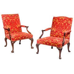 A Near Pair of Late 19th Century Gainsborough Library Chairs