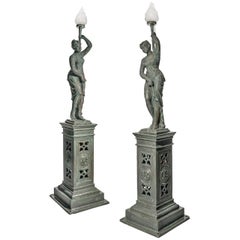 Pair of Late 19th Century Bronzed Young Lady Figures