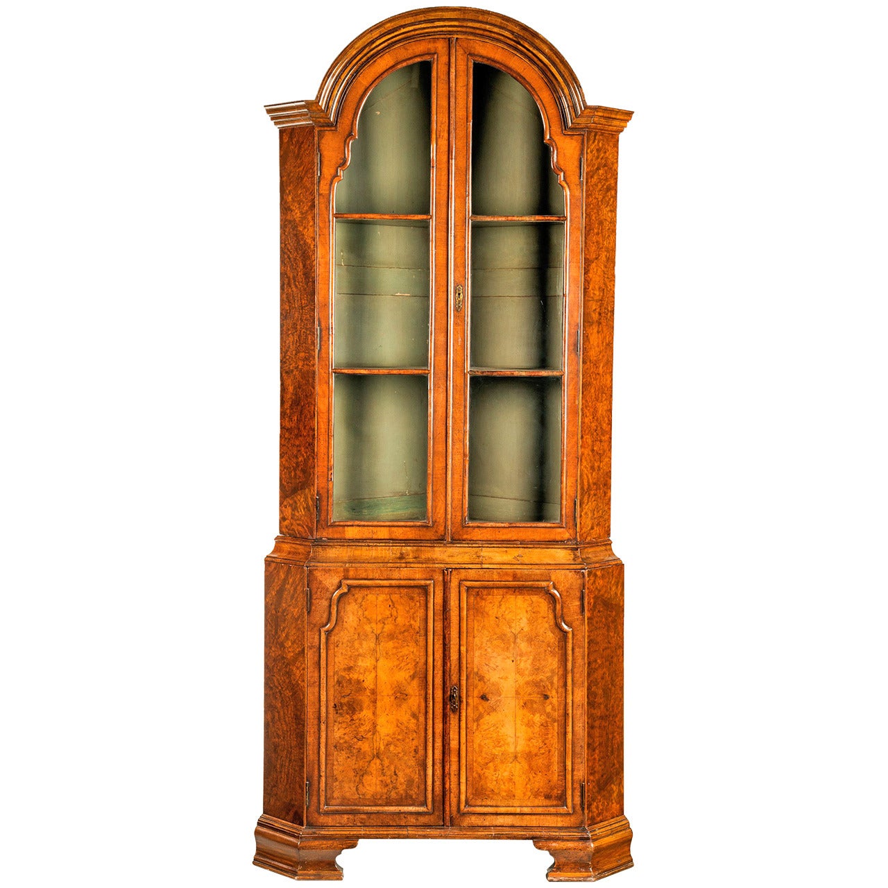 An Early 20th Century Walnut Cupboard of Queen Anne Design For Sale