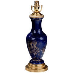 Late 19th century Single Blue Pottery Lamp