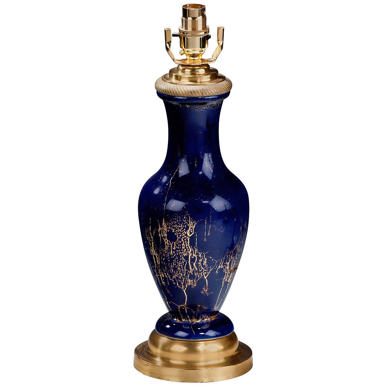 Late 19th century Single Blue Pottery Lamp