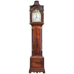19th Century Mahogany Painted Dial Long Case Clock 5