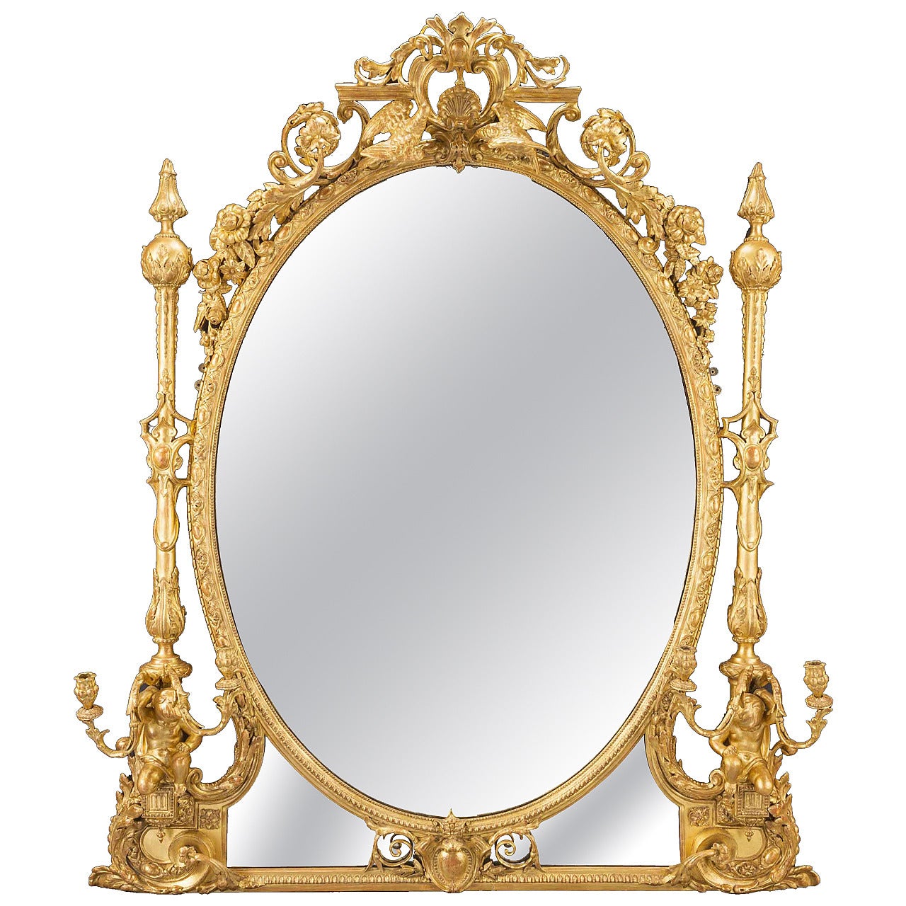 19th Century Giltwood and Gesso Overmantel Mirror