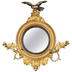 Regency Period Convex Mirror with a Rocaille Pediment Surmounted with an Eagle 10